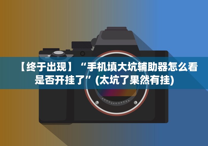 【终于出现】“手机填大坑辅助器怎么看是否开挂了”(太坑了果然有挂)