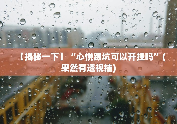 【揭秘一下】“心悦踢坑可以开挂吗”(果然有透视挂)