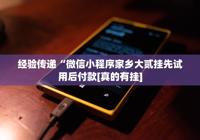经验传递“微信小程序家乡大贰挂先试用后付款[真的有挂]
