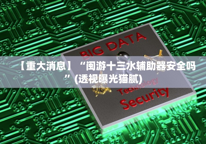 【重大消息】“闽游十三水辅助器安全吗”(透视曝光猫腻)