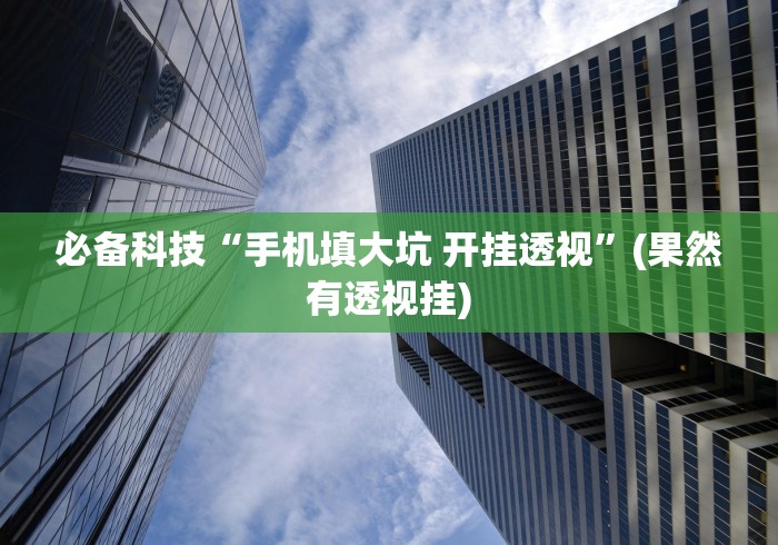 必备科技“手机填大坑 开挂透视”(果然有透视挂)