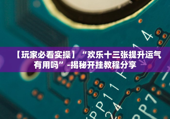 【玩家必看实操】“欢乐十三张提升运气有用吗”-揭秘开挂教程分享