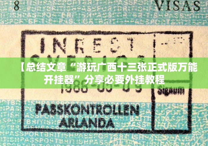 【总结文章“游玩广西十三张正式版万能开挂器”分享必要外挂教程