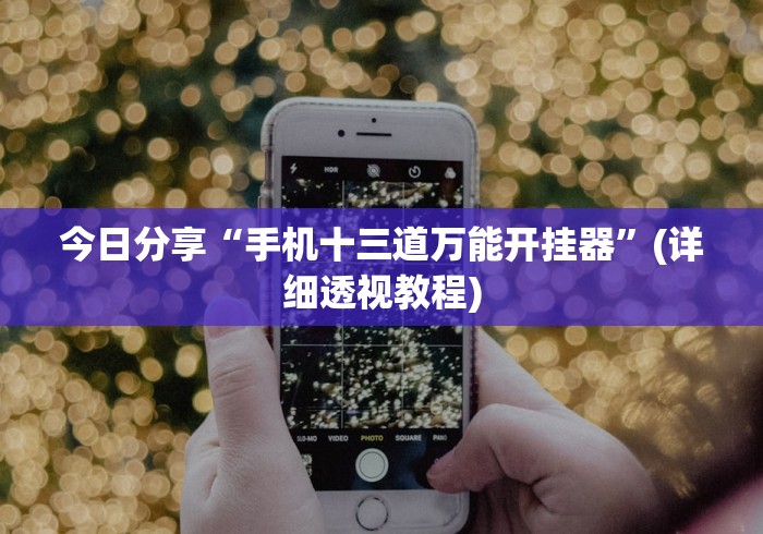 今日分享“手机十三道万能开挂器”(详细透视教程)