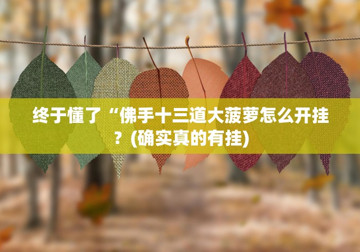 终于懂了“佛手十三道大菠萝怎么开挂?(确实真的有挂) 终于懂了“佛手十三道大菠萝怎么开挂?(确实真的有挂)