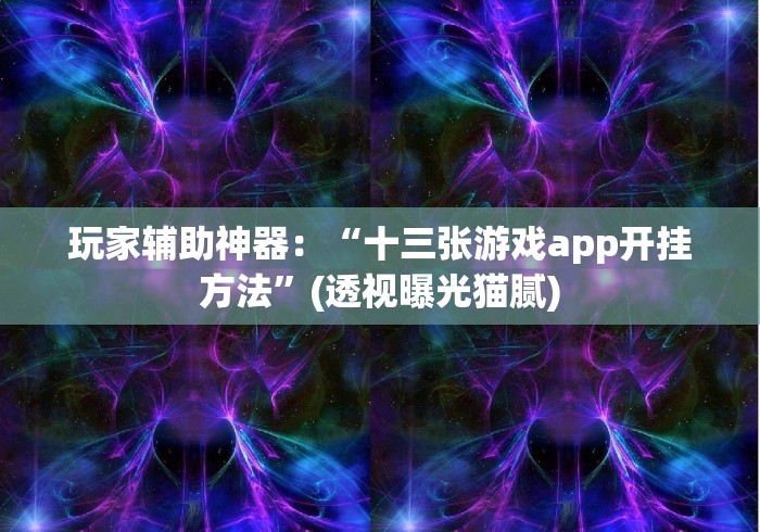 玩家辅助神器：“十三张游戏app开挂方法”(透视曝光猫腻)