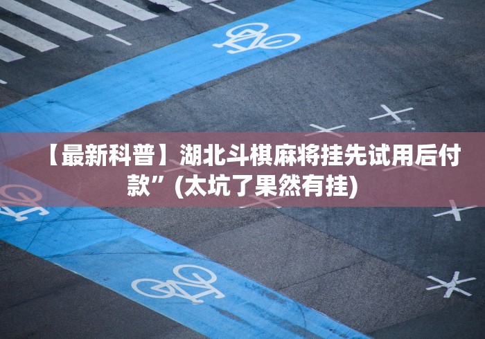 【最新科普】湖北斗棋麻将挂先试用后付款”(太坑了果然有挂)