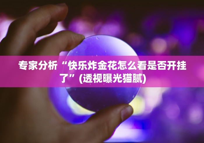 专家分析“快乐炸金花怎么看是否开挂了”(透视曝光猫腻)